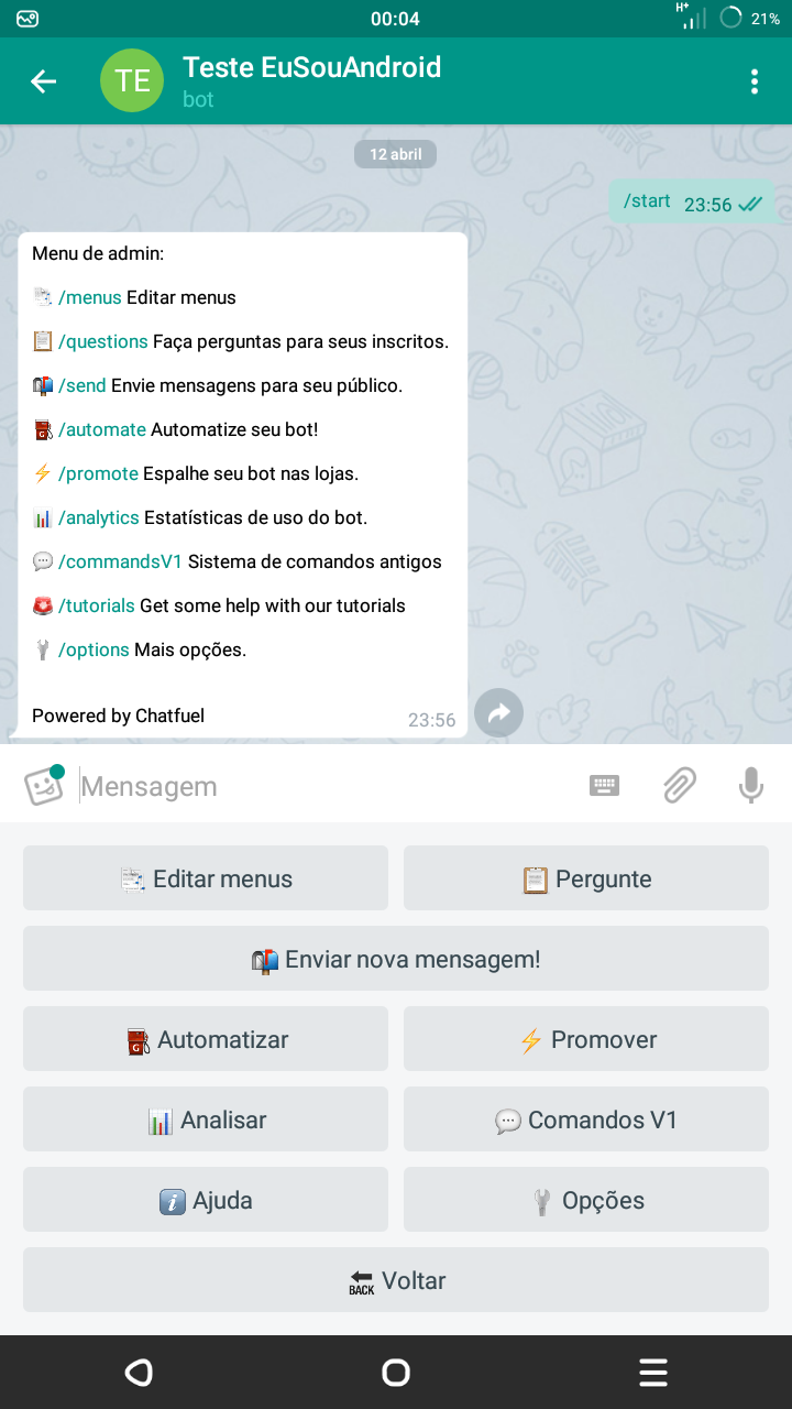 Como Criar um BOT no Telegram e adicionar comandos