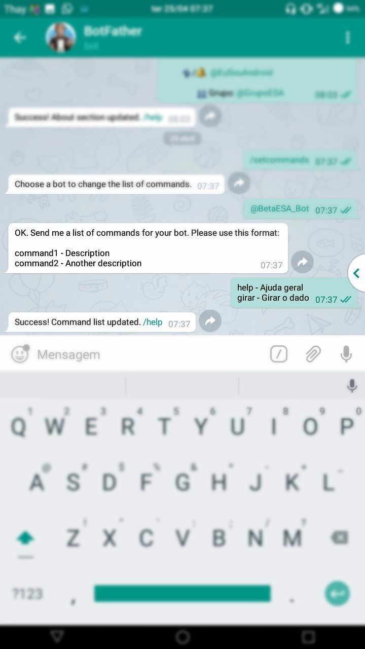 Como Adicionar Descrição ao Comando ao seu BOT no Telegram