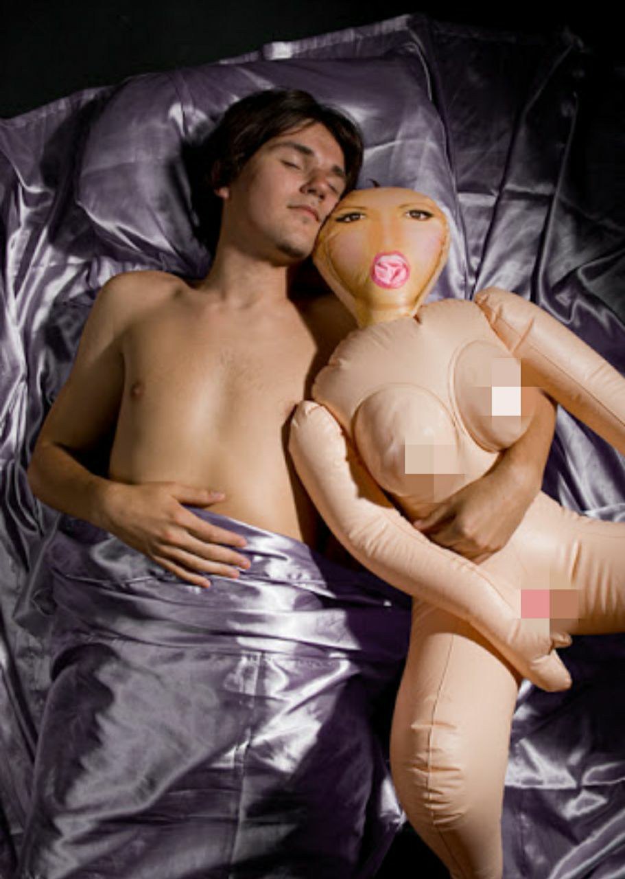 Girls having sex male blow up doll