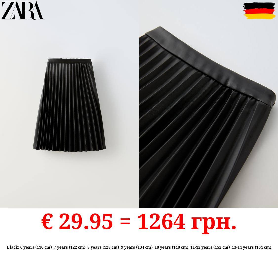 PLEATED LEATHER EFFECT MIDI SKIRT