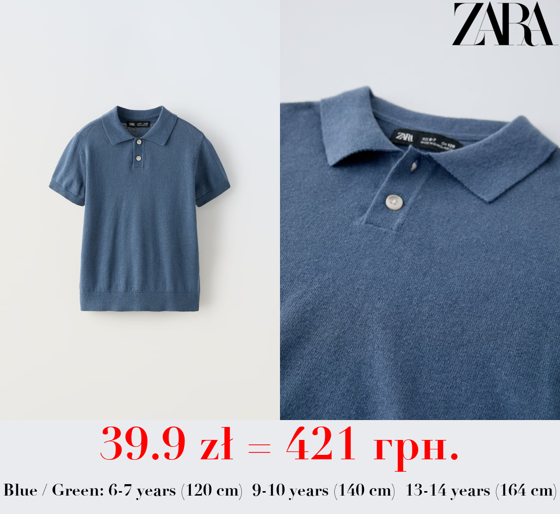 LINEN BLEND KNIT POLO SHIRT