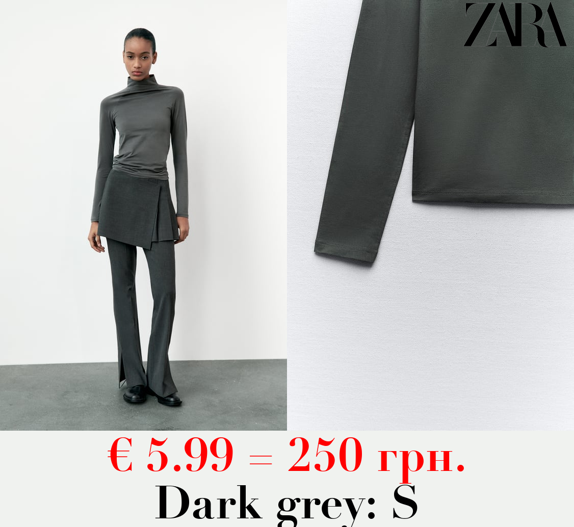 MERCERISED COTTON HIGH NECK TOP