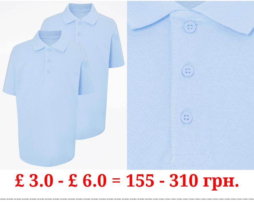 Light Blue Short Sleeve School Polo Shirts 2 Pack