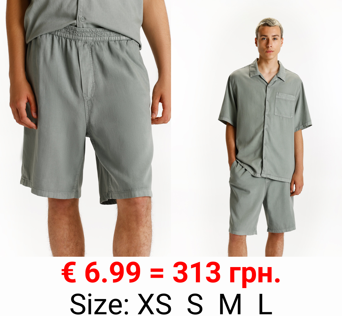 Lightweight denim Bermuda shorts