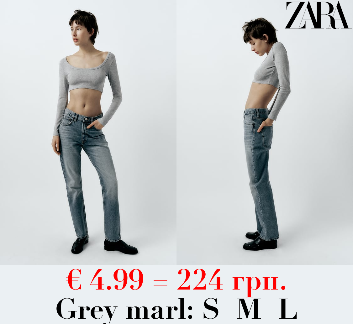 LONG SLEEVE RIBBED CROP TOP