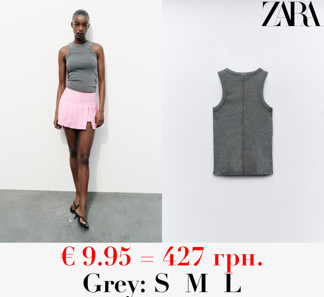 FADED-EFFECT RIB T-SHIRT