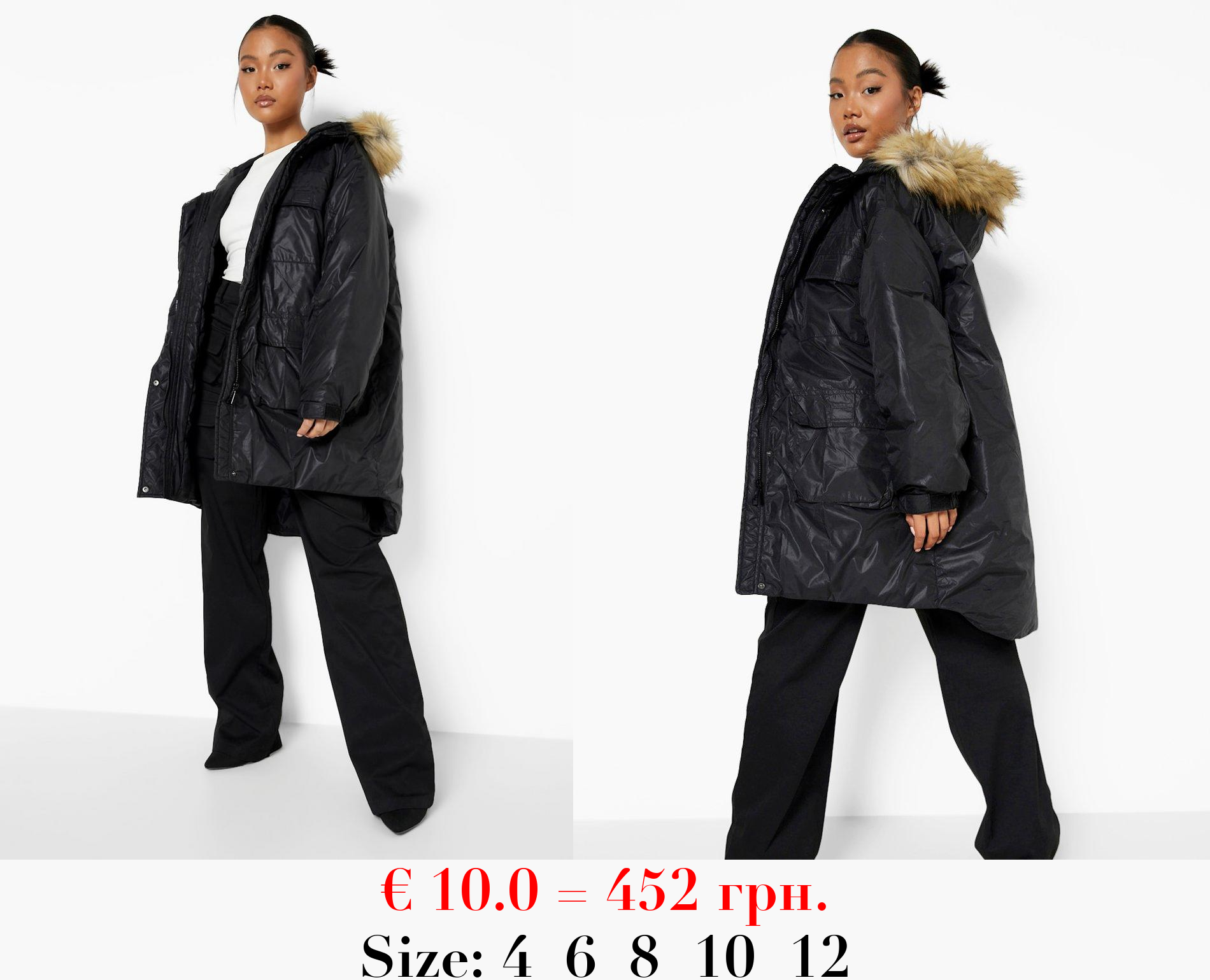 Petite Faux Fur Hooded Parka