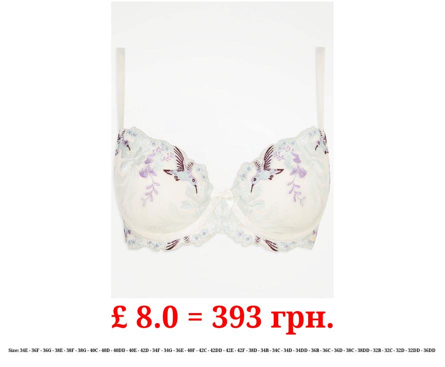 Entice Ivory Hummingbird Embroidered T-Shirt Bra