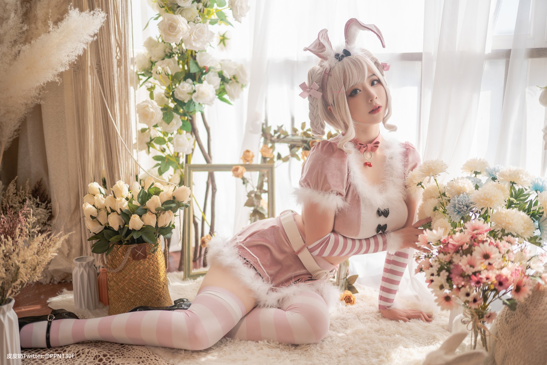 Cosplay 皮皮奶可可爱了啦 粉色兔兔 6