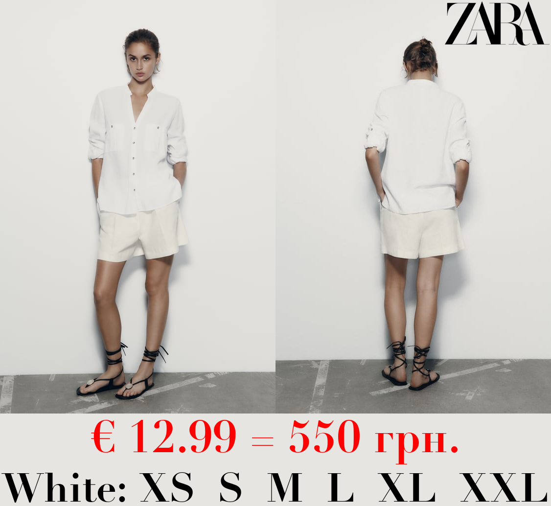 ROLL-UP SLEEVE LINEN BLEND SHIRT