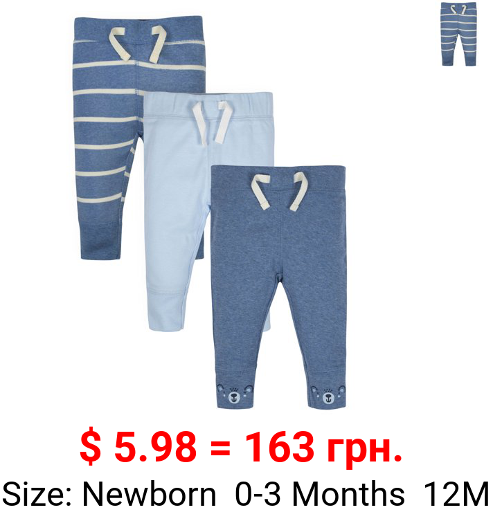 Gerber Baby Boy Organic Active Pants, 3-Pack