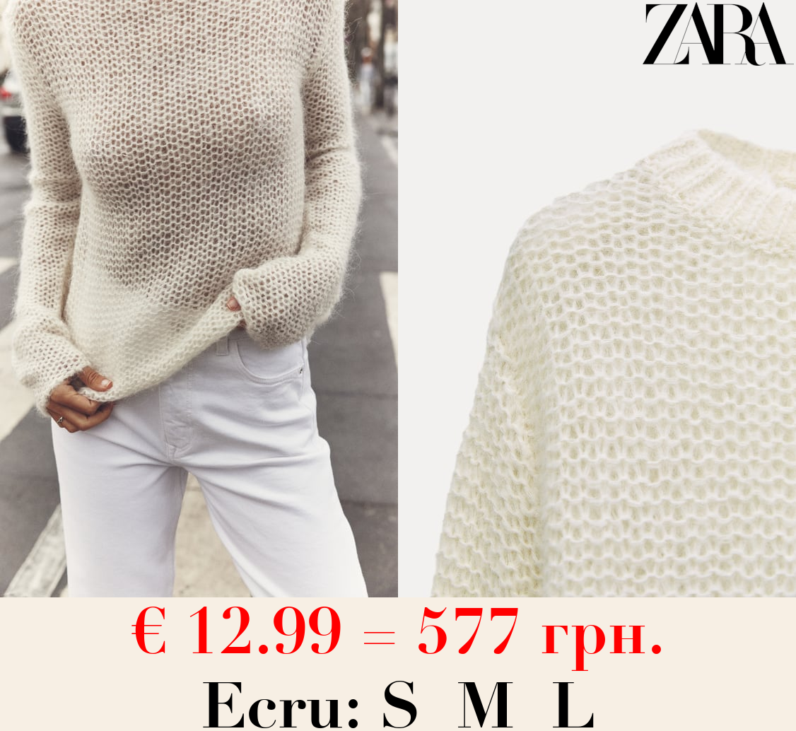 ALPACA BLEND OPEN-KNIT SWEATER