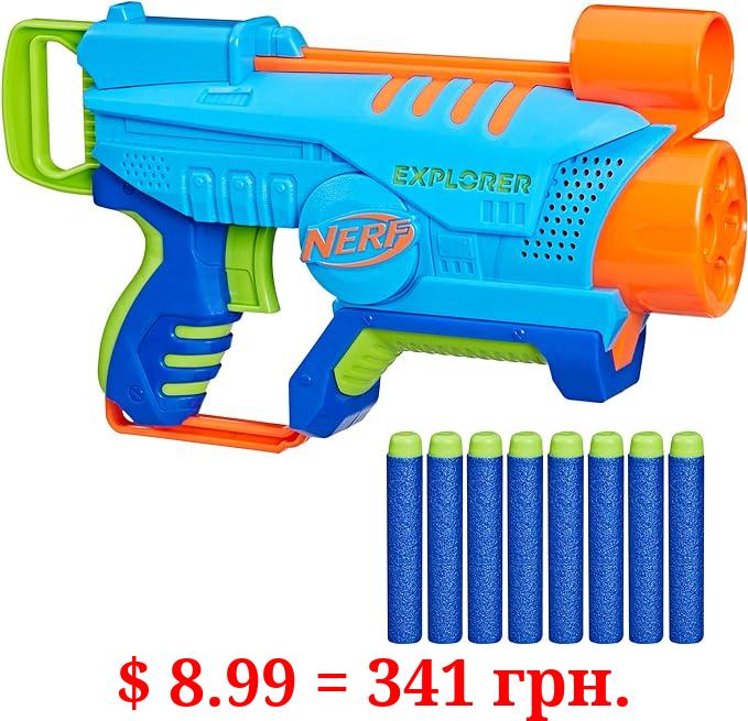 Nerf Elite Junior Explorer Easy-Play Toy Foam Blaster, 8 Darts for Kids Outdoor Games, Ages 6 & Up