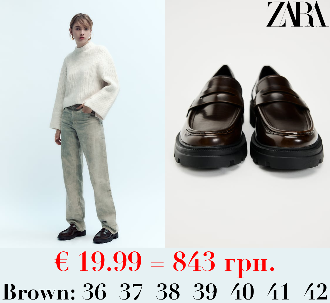 DISTRESSED-EFFECT TRACK-SOLE LOAFERS