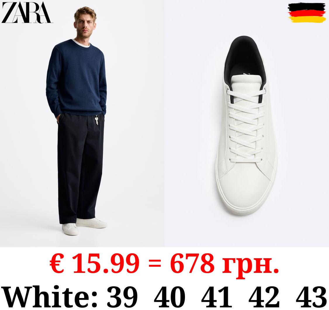 MINIMALIST LACE-UP SNEAKERS WITH TOPSTITCHING