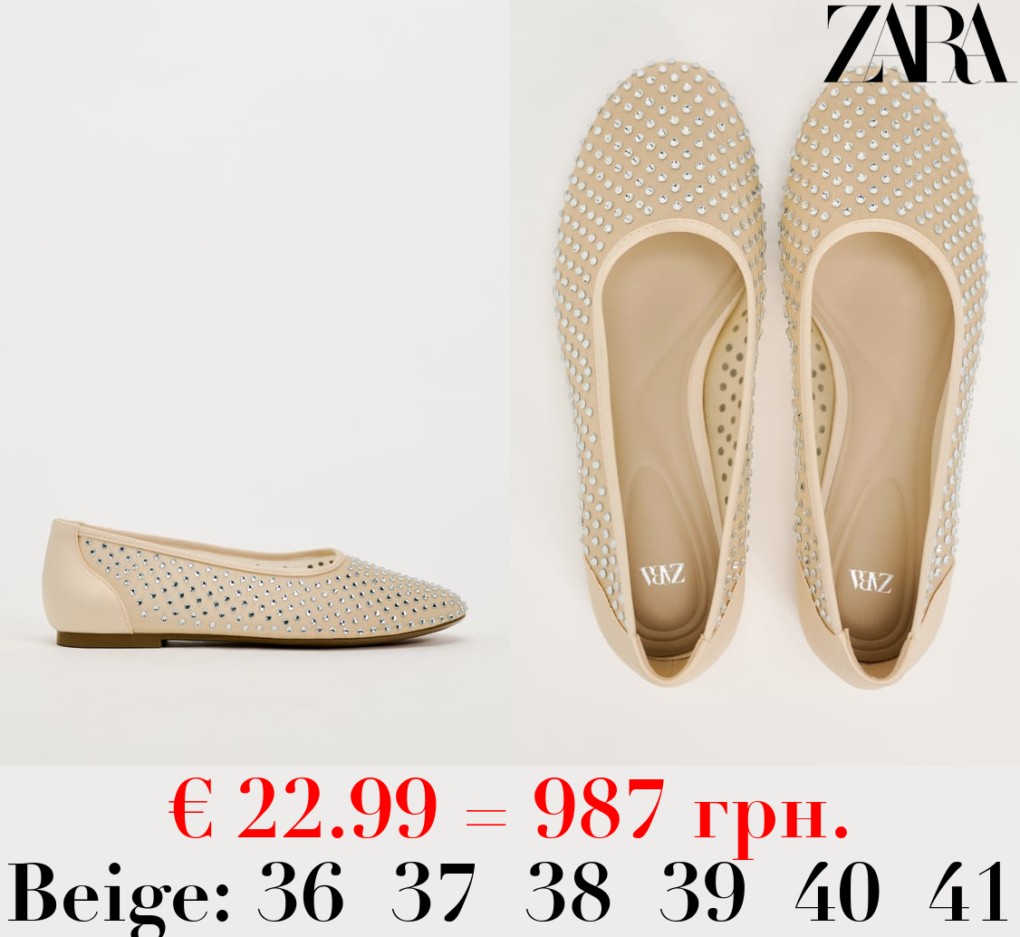 MESH BALLET FLATS WITH RHINESTONES