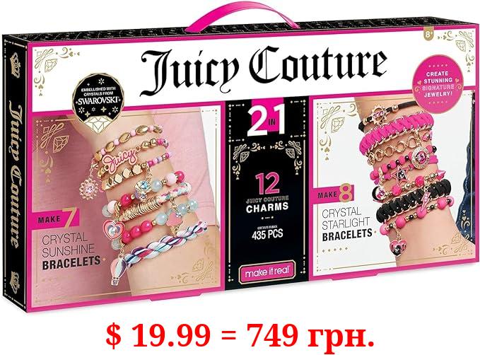 Make It Real - Juicy Couture 2 in 1 - Crystal Starlight & Crystal Sunshine Bracelet Kits Bundle - DIY Charm Bracelet Making Kit for Girls with Swarovski Crystal Charms & Beads - Makes 15 Bracelets