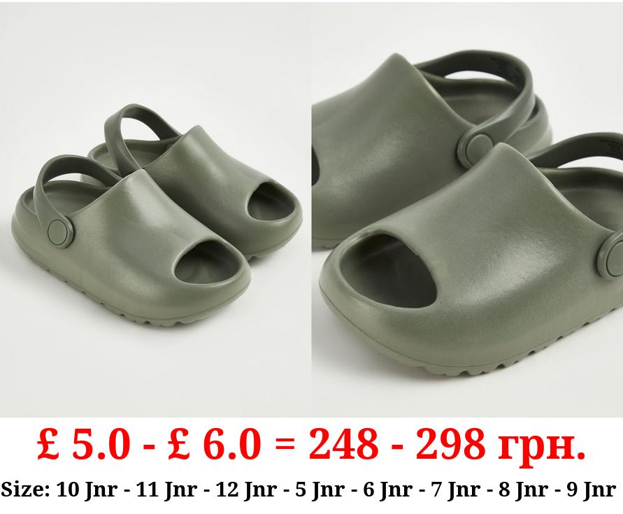 Khaki Back Strap Chunky Sliders