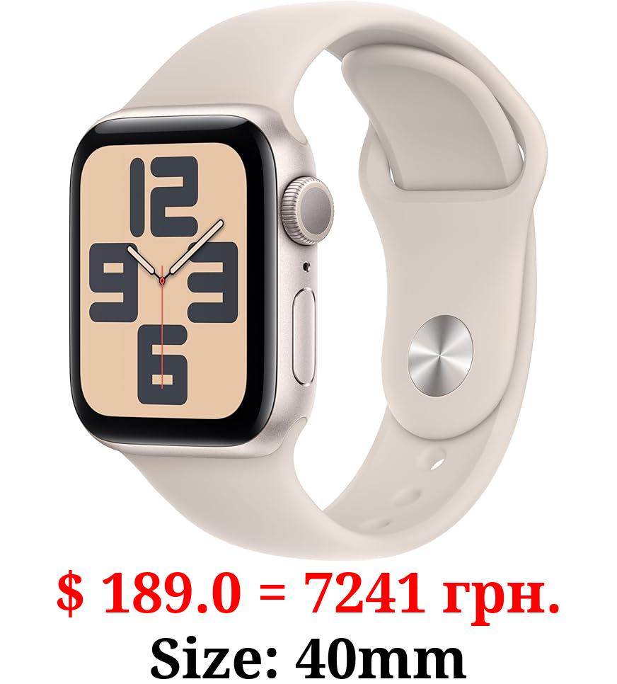 Apple Watch SE (2nd Gen) [GPS 40mm] Smartwatch • with Starlight Aluminum Case • with Starlight Sport Band M/L • Fitness & Sleep Tracker • Crash Detection • Heart Rate Monitor