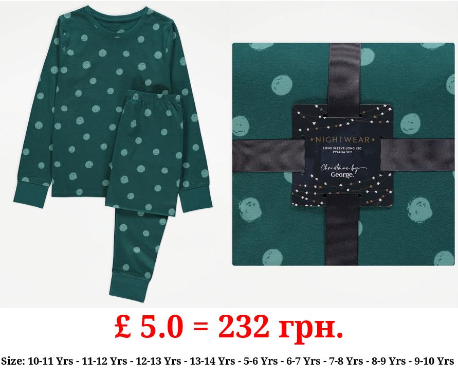 Green Spot Long Sleeve Pyjamas Gift Set