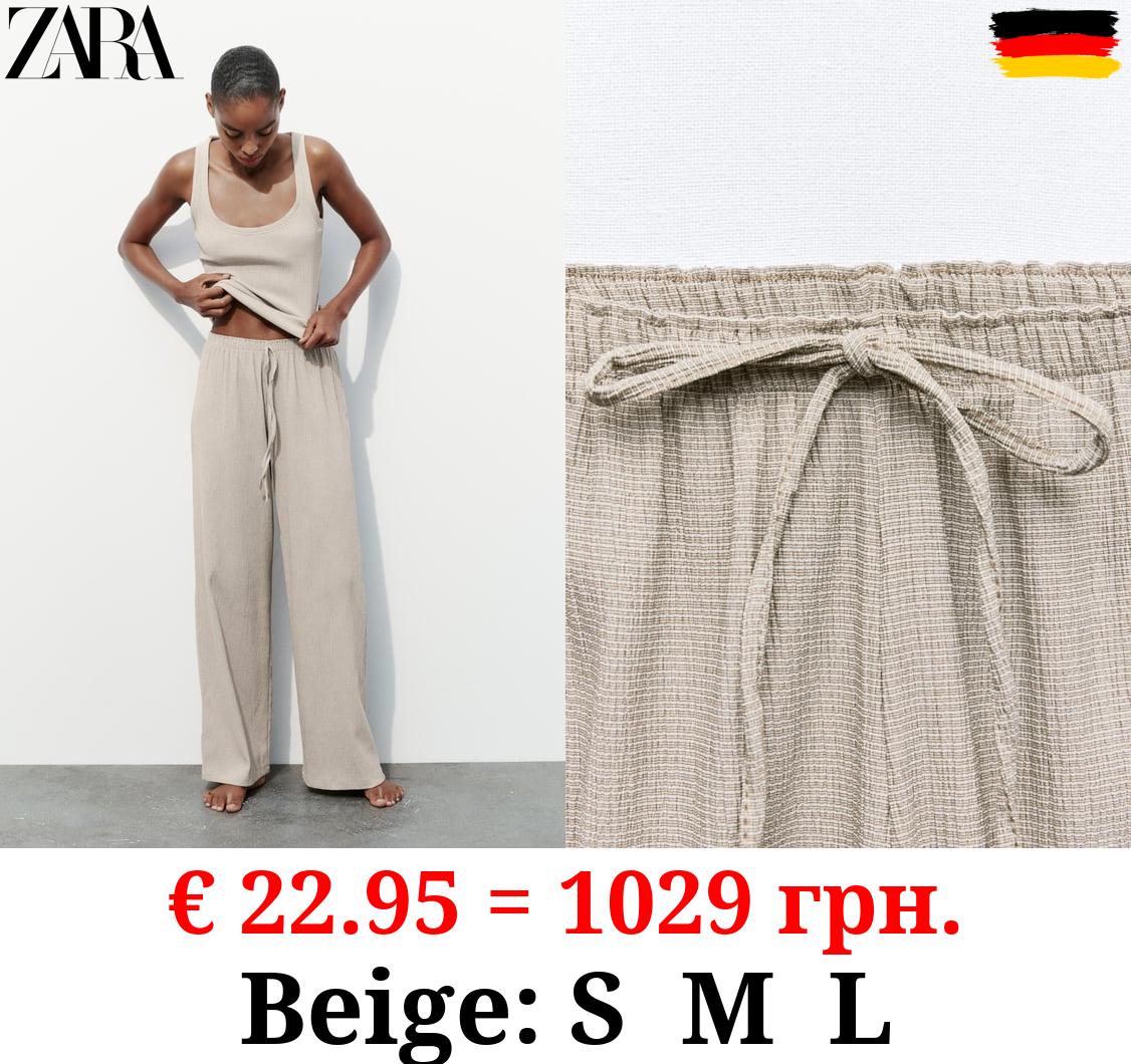 TEXTURED STRAIGHT-LEG TROUSERS