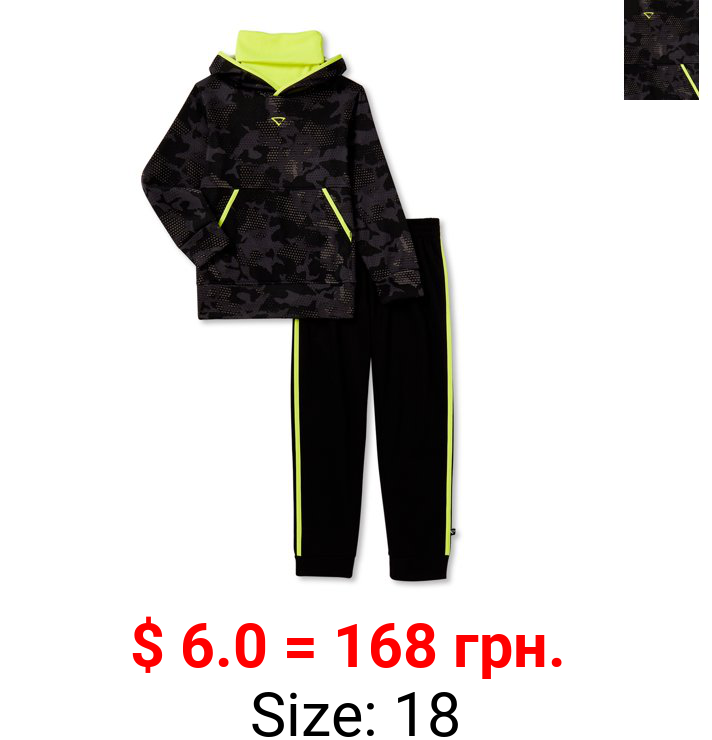 Cheetah Boys Fleece Camo Hoodie with Built-In Face Mask and Joggers 2-Piece Set, Sizes 4-18