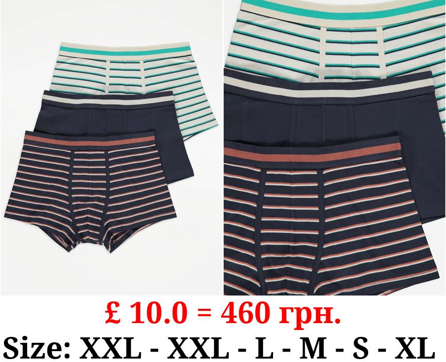 Assorted Striped Hipster Boxers 3 Pack