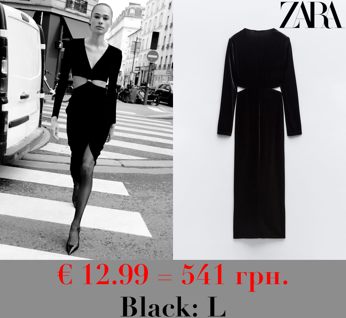 VELVET MIDI DRESS WITH CUT-OUT DETAIL