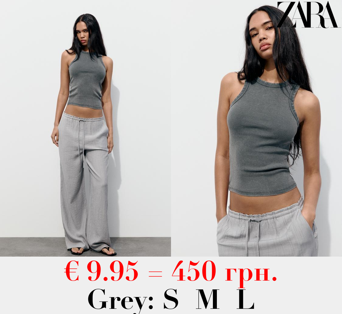 FADED-EFFECT RIB T-SHIRT