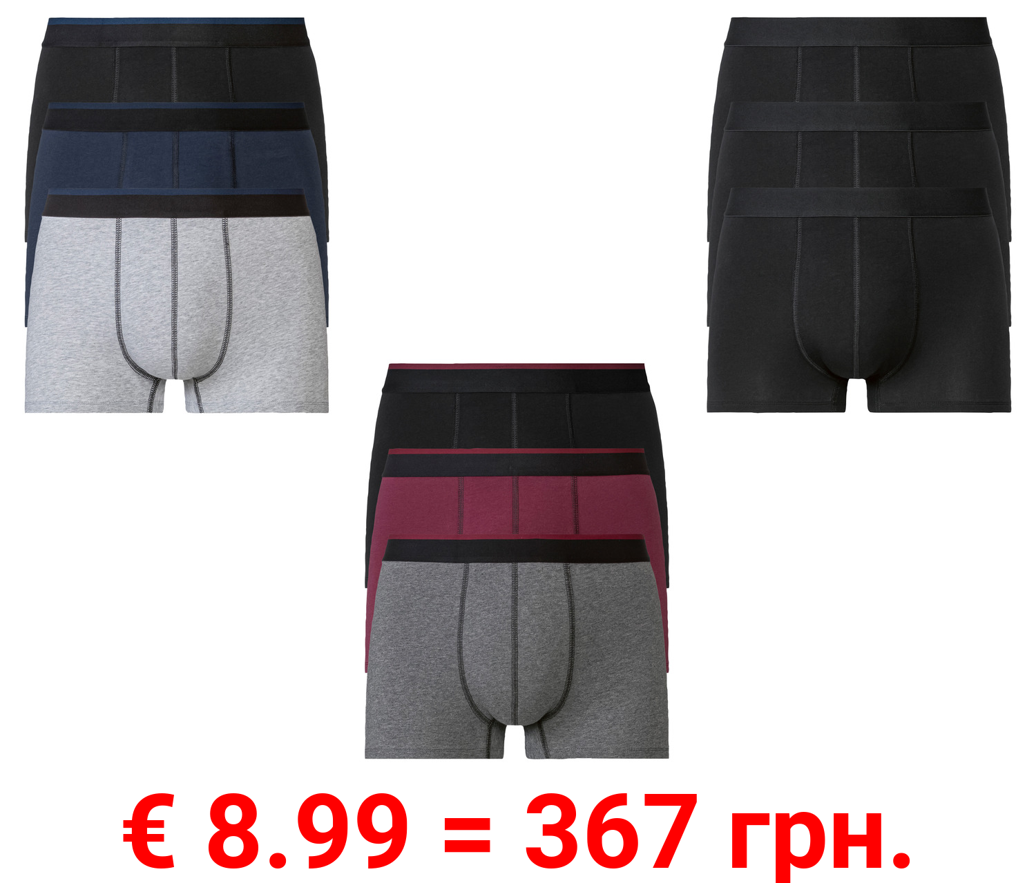 LIVERGY® Herren Boxer, 3 Stück, mit hohem Baumwollanteil