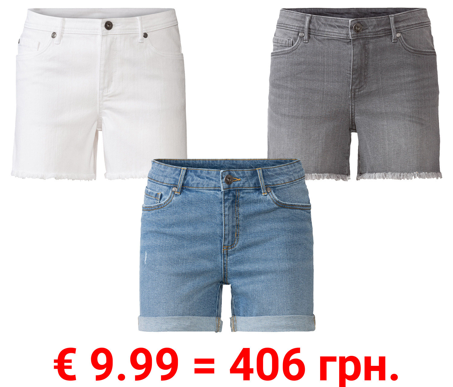 esmara Damen Jeansshorts, normale Leibhöhe, im 5-Pocket-Style