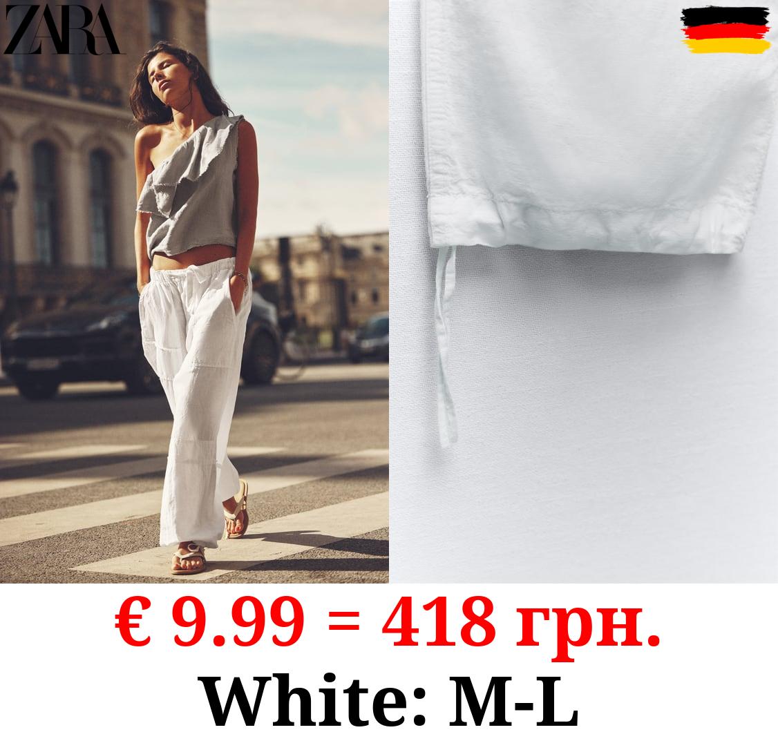 LINEN BLEND CARGO TROUSERS