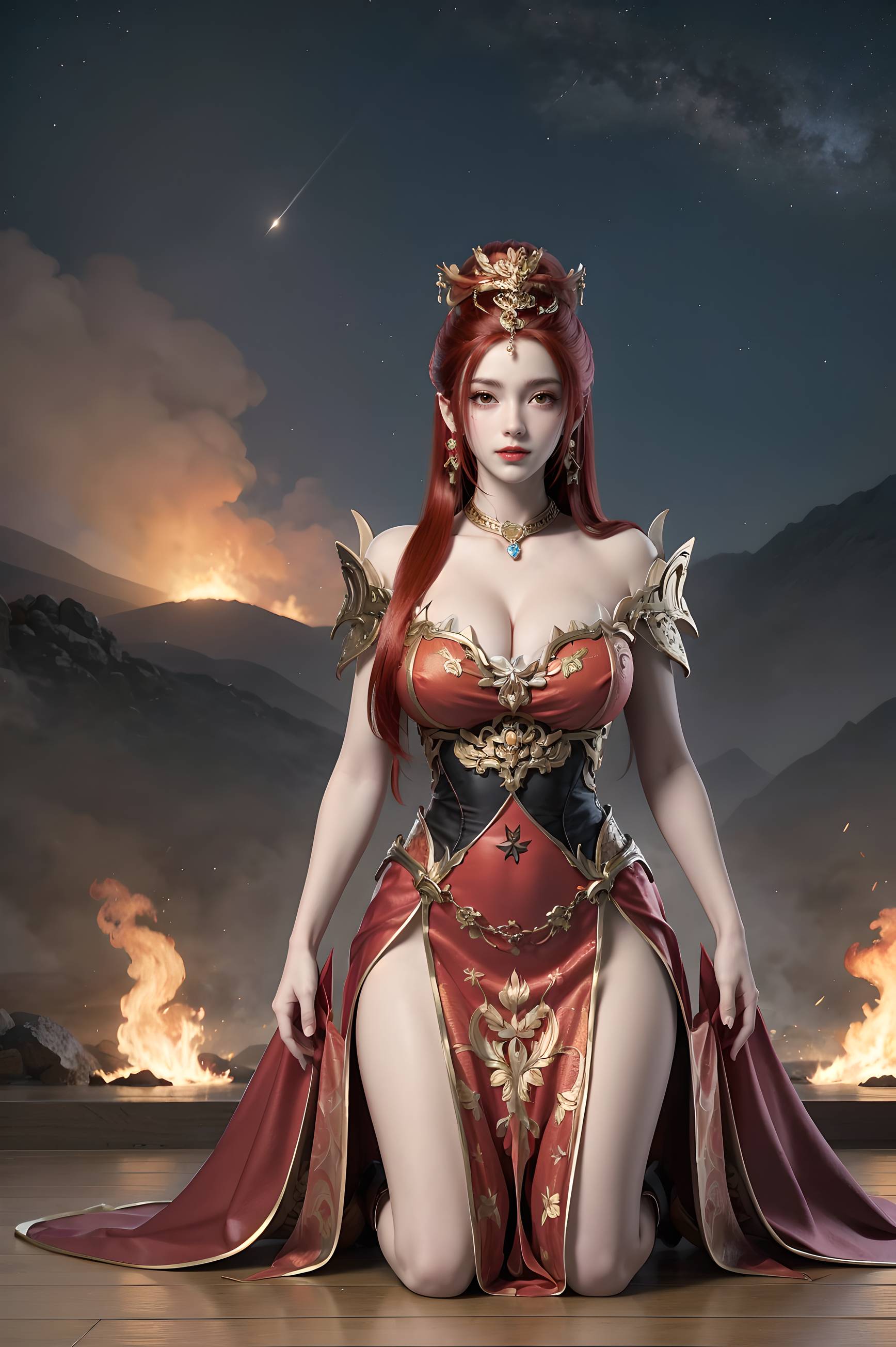 图片[14]-完美世界-曼珠沙华 户外红色礼服-六色网