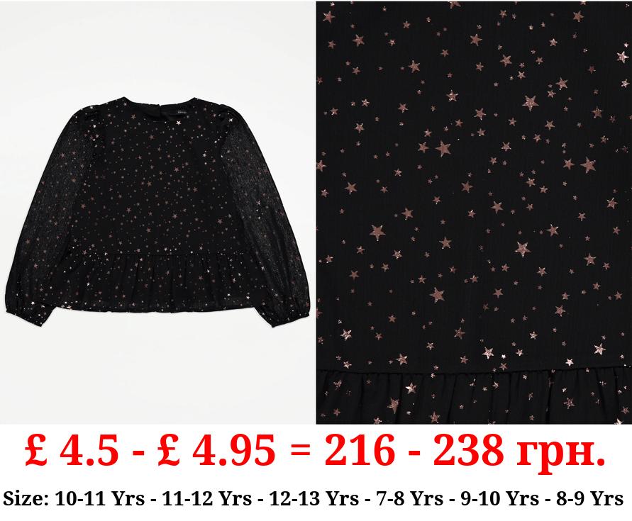 Black Star Chiffon Blouse