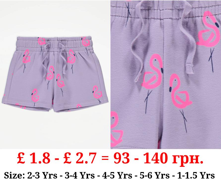 Lilac Flamingo Jersey Shorts