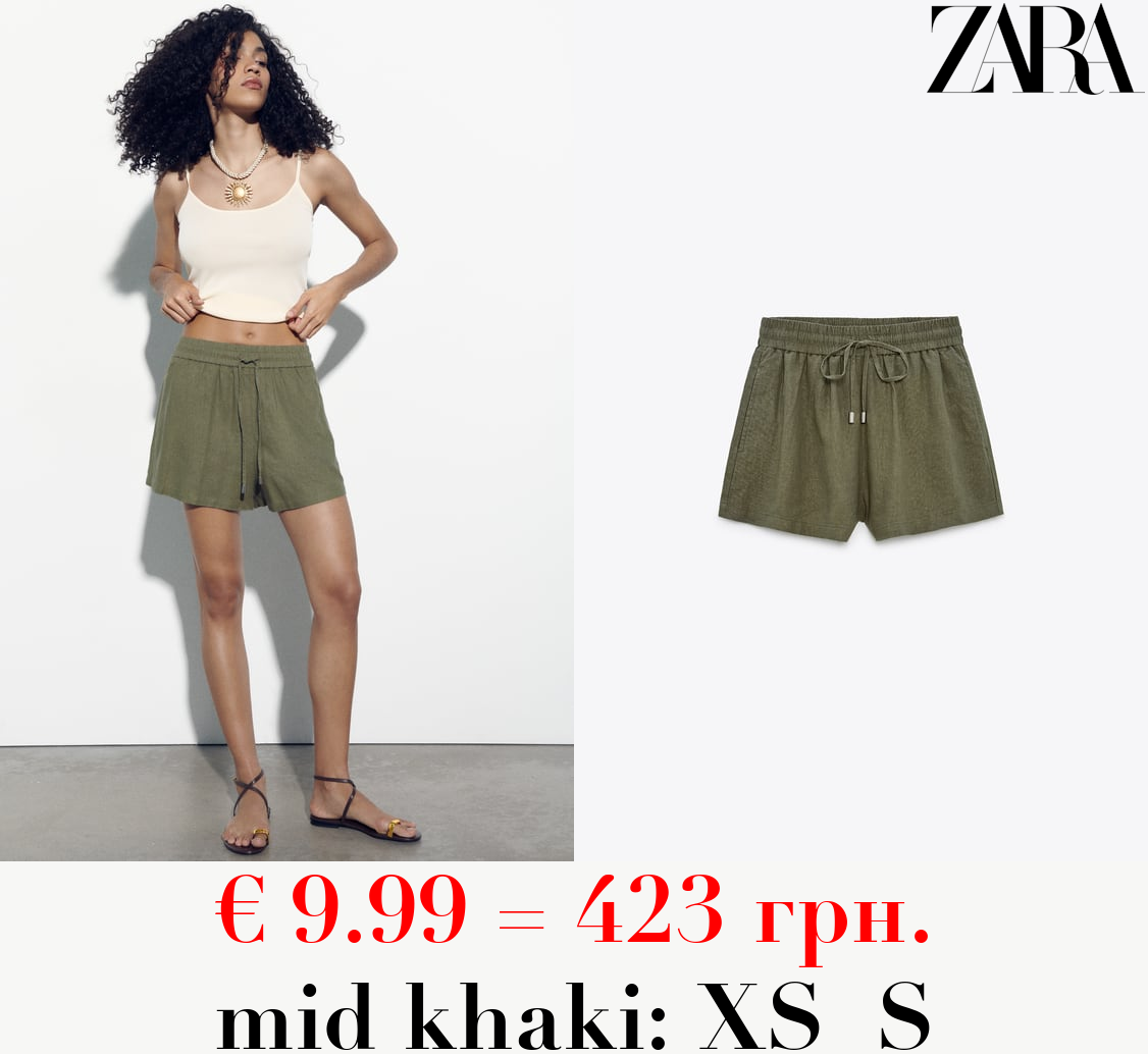 LINEN BLEND BERMUDA SHORTS WITH AN ELASTIC WAISTBAND