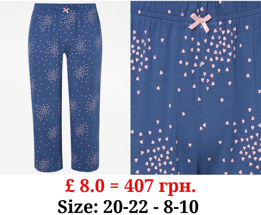 Blue Heart Cropped Pyjama Bottoms