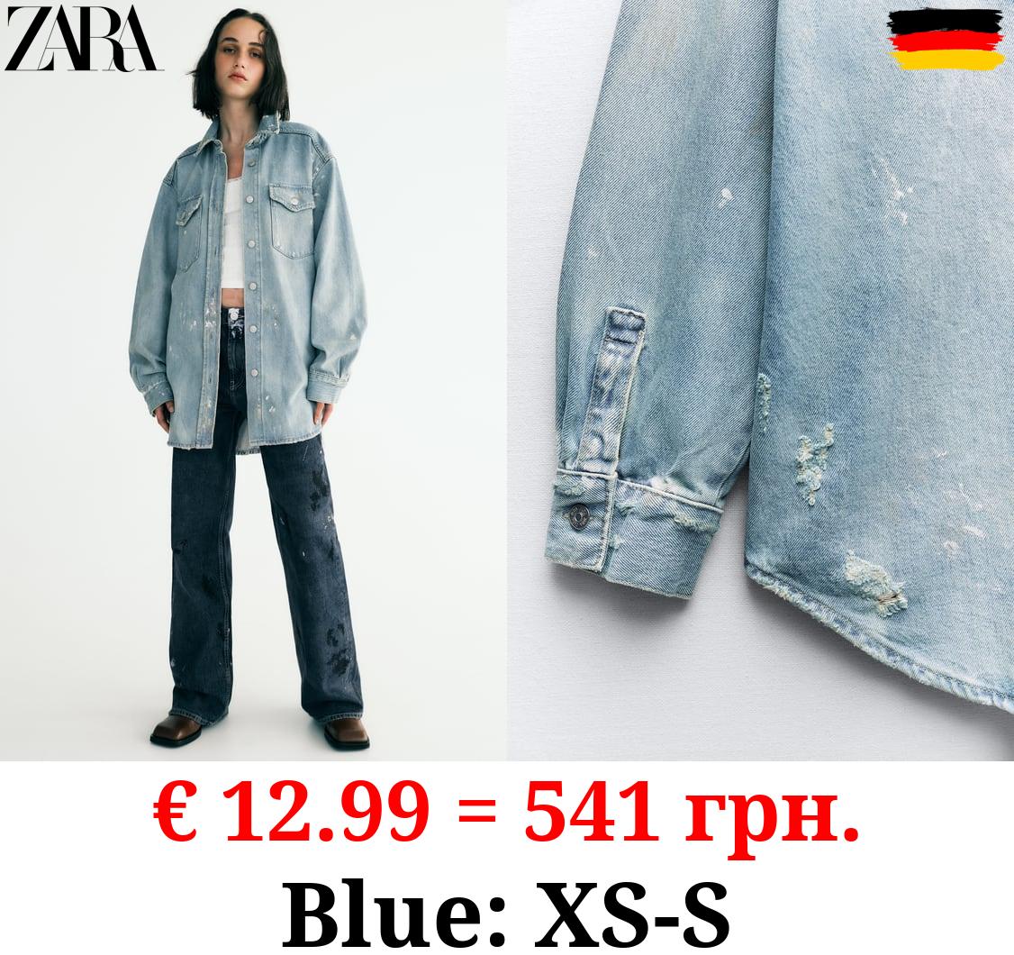 TRF PAINT SPLATTER OVERSIZED DENIM OVERSHIRT