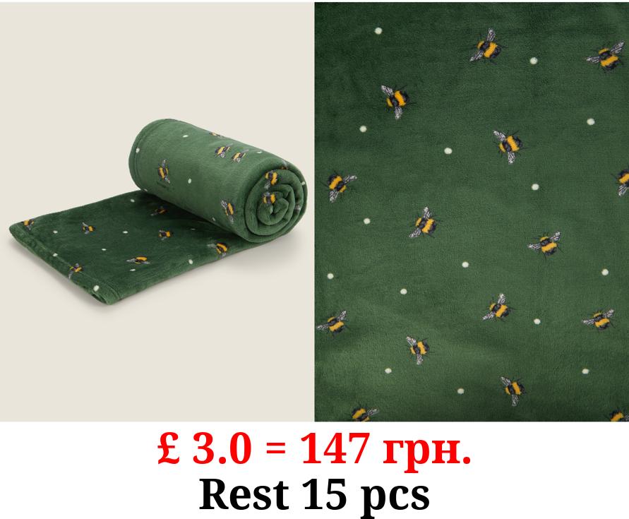 Green Bee Print Super Soft Throw