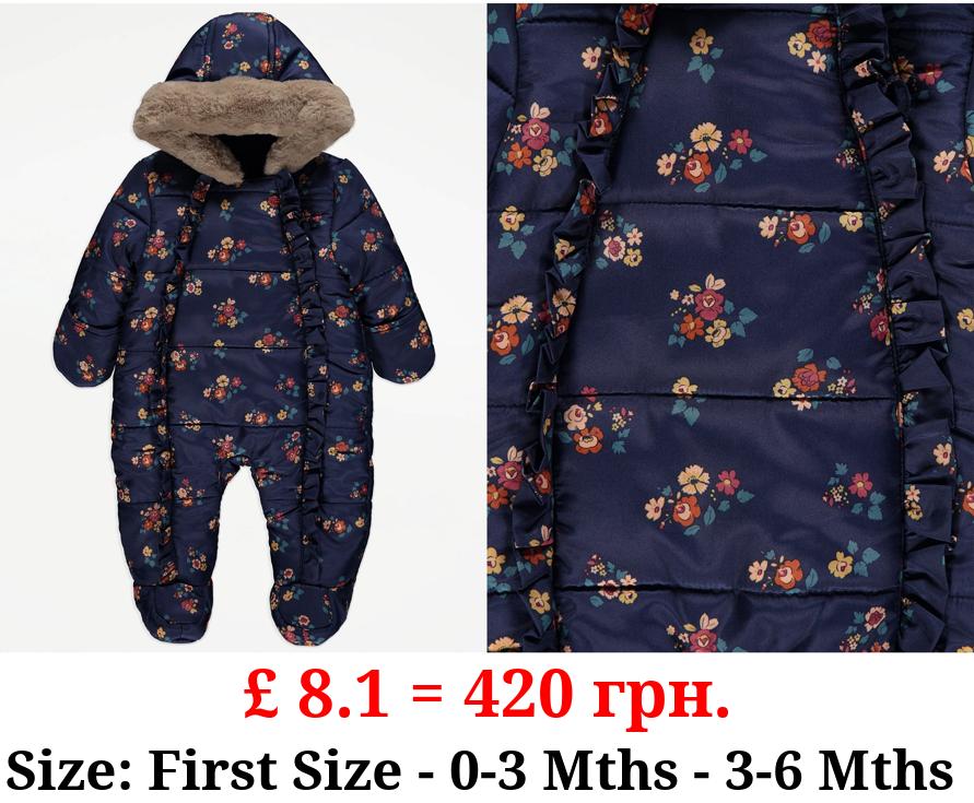 Navy Floral Snowsuit