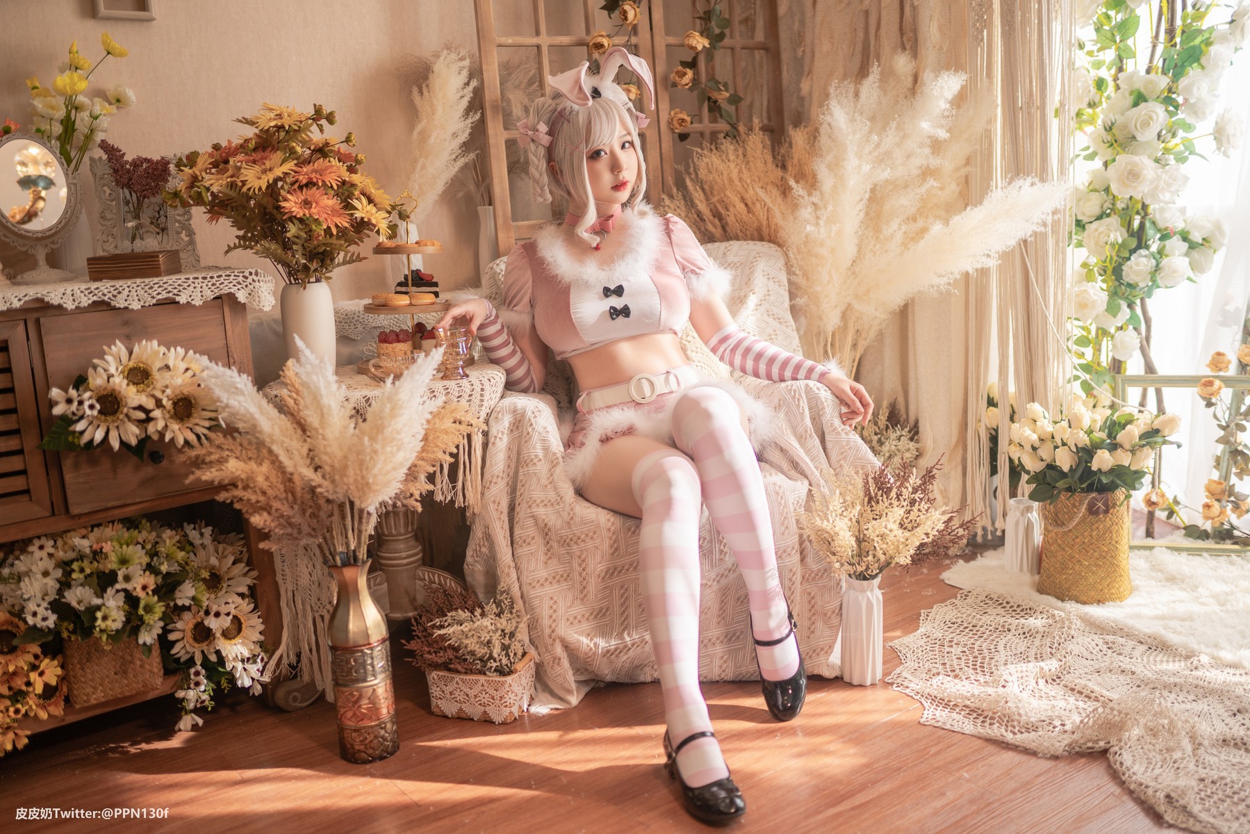 Cosplay 皮皮奶可可爱了啦 粉色兔兔 27