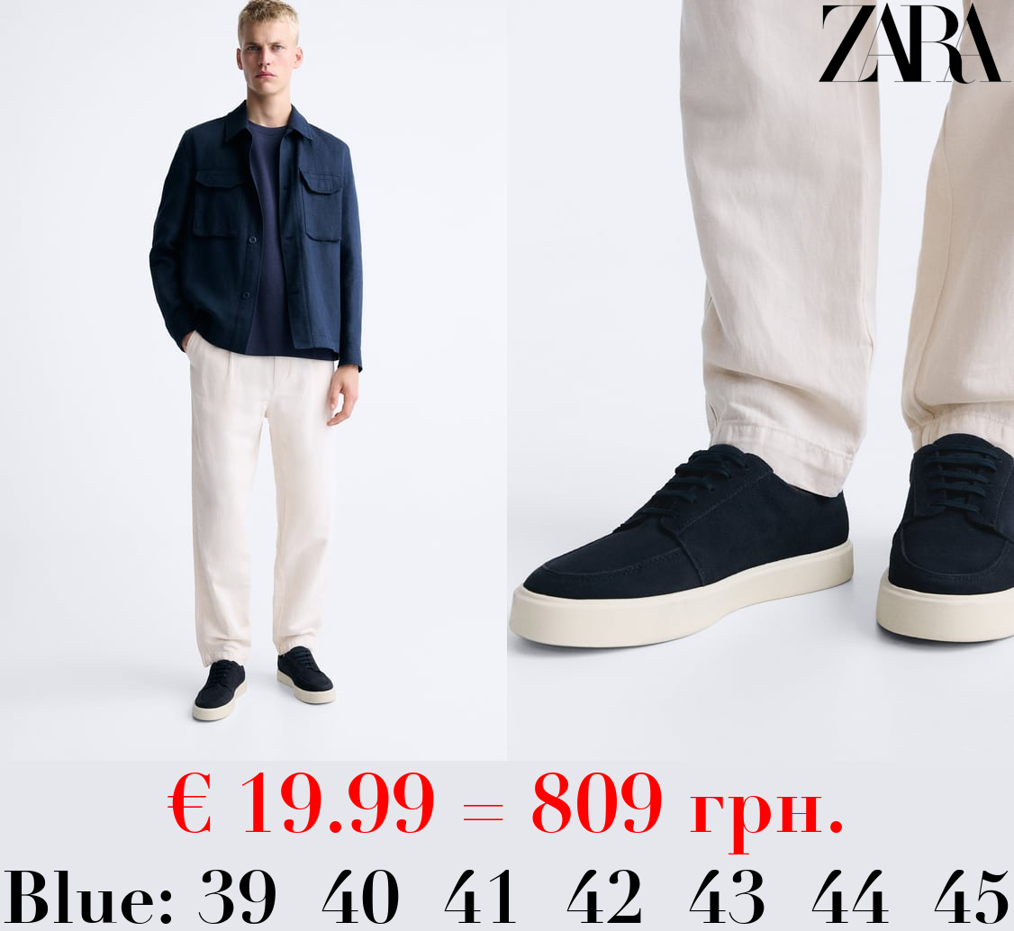 SPLIT SUEDE SNEAKERS WITH MOC TOE DETAIL