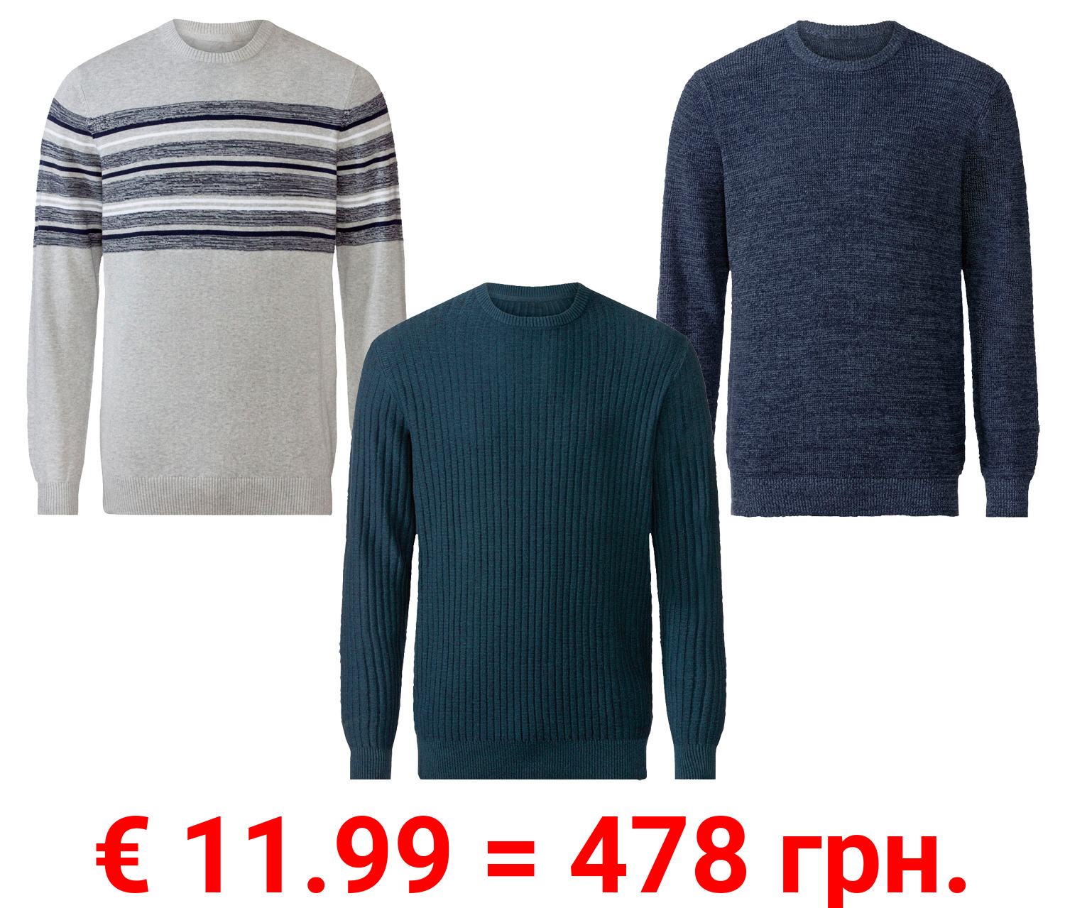 LIVERGY® Herren Feinstrickpullover aus reiner Baumwolle