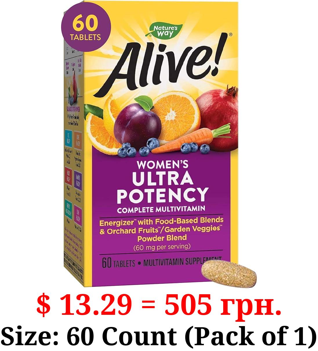 Nature's Way Alive! Women's Ultra Potency Complete Multivitamin, High Potency B-Vitamins for Women, Energy Metabolism*, 60 Tablets
