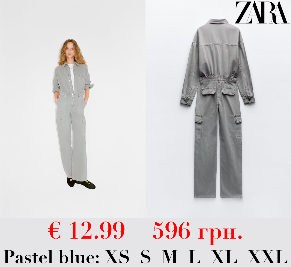 TRF FADED-EFFECT DENIM JUMPSUIT