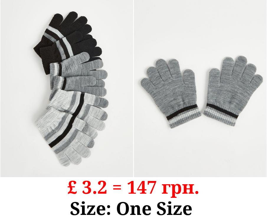 Striped Touch Screen Gloves 3 Pack