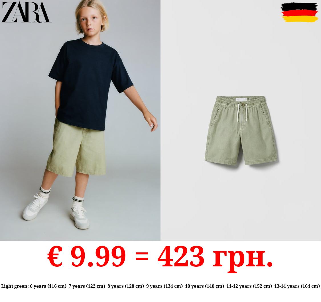 LINEN BLEND BERMUDA SHORTS