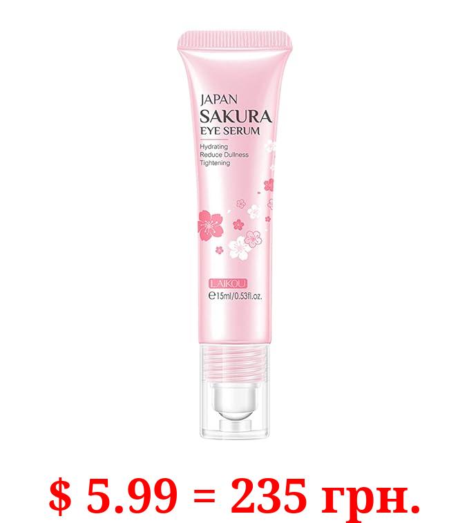 AKARY 2-in-1 Sakura Eye Serum and Eye Roller, Eye Massager Roller Lifting, Eye Cream for Nourishing Relieve Eye Bags, Dark Circles, and Puffiness, Fine Lines, Under Eye Treatment Cream