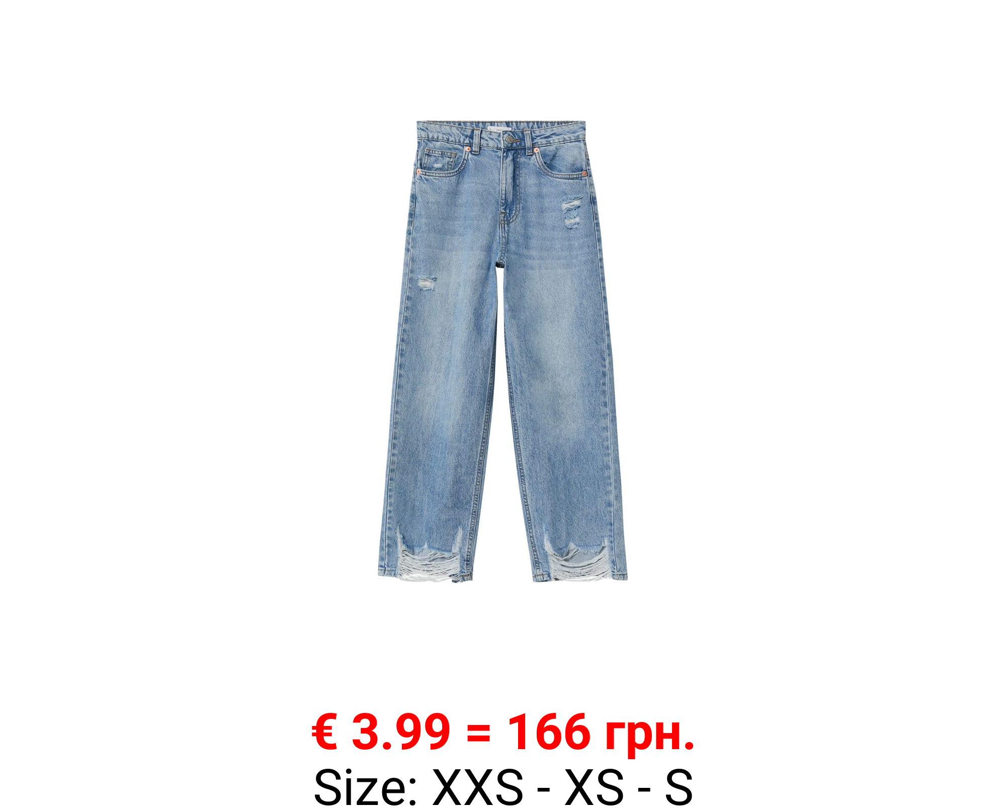 Jeans rectos bajo deshilachado