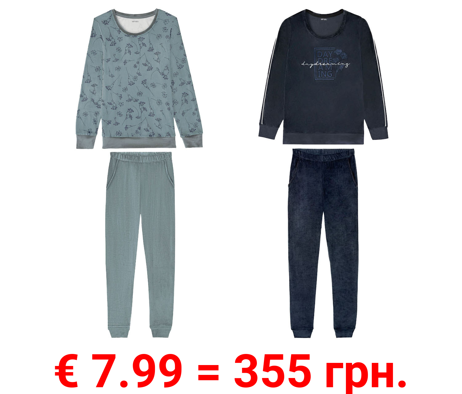 esmara® Damen Pyjama, aus kuschelig weicher Nicki-Qualität